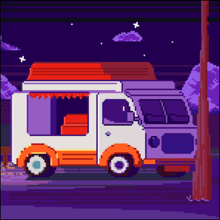 изображение пиксельной фургона-дома на колесах
